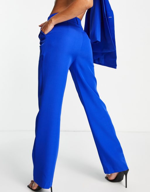 4th + Reckless wide leg suit pants in cobalt blue