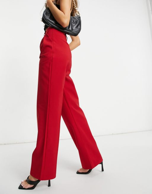 Red Elegant Wide Leg Trousers, MOE