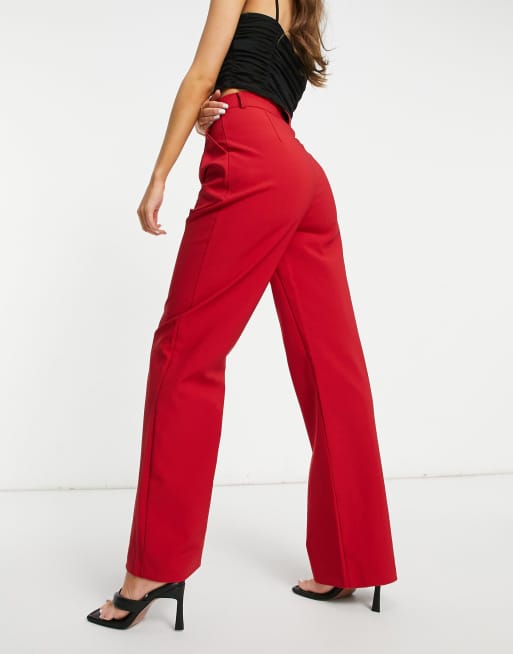 Red wide store leg pant suit