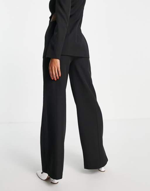 Black wide clearance leg suit trousers