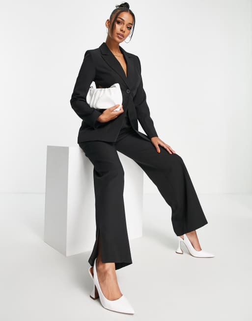 Black wide outlet leg suit trousers