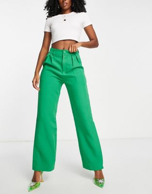 4th + Reckless wide leg suit trousers in green
