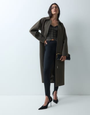4th & Reckless Wool Blend Funnel Neck Cocoon Sleeve Maxi Coat In Blue