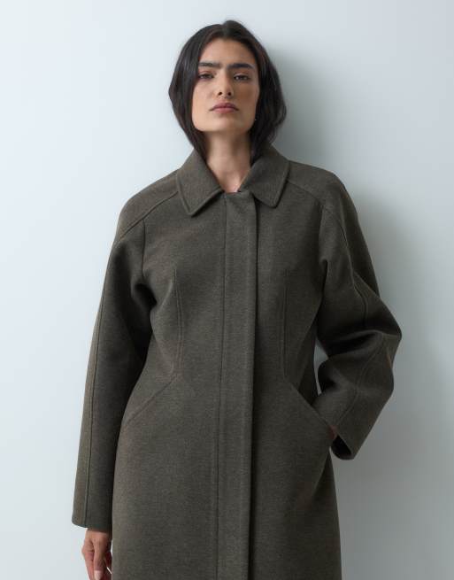 4th & Reckless wool blend funnel neck cocoon sleeve maxi coat in chocolate, 4 of 4
