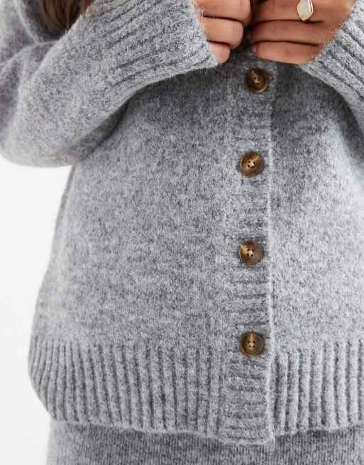 4th & Reckless wool blend longline pocket detail cardigan in gray - part of a set, 3 of 4