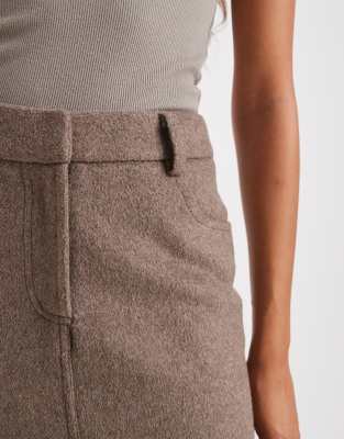 4th & Reckless Wool Blend Soft Tailored Seam Detail Maxi Skirt In Brown
