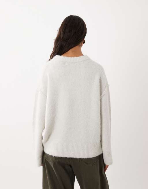 4th & Reckless wool feel fluffy drop shoulder jumper in cream, 4 of 4