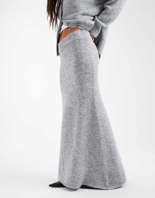 4th & Reckless wool feel knit column maxi skirt co-ord in grey, 2 of 5