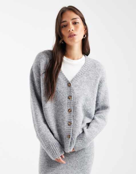 4th & Reckless wool feel longline pocket detail cardigan in grey (part of a set) - view 1