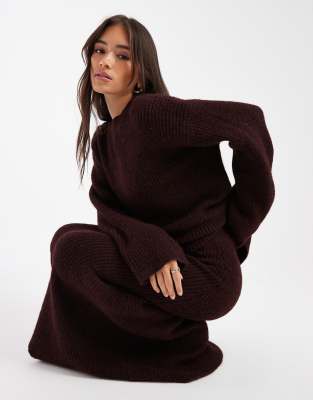 4th & Reckless Wool Feel Ribbed Knit Wide Sleeve Oversized Sweater In Purple
