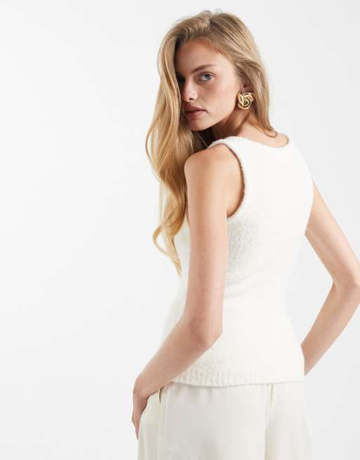 4th & Reckless wool feel soft knit cami tank top in cream - part of a set, 4 of 4