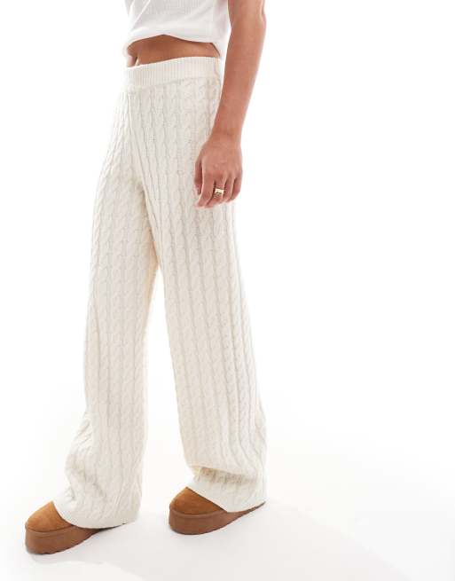 4th & Reckless wool mix cable knit flared pants in cream - part of a set