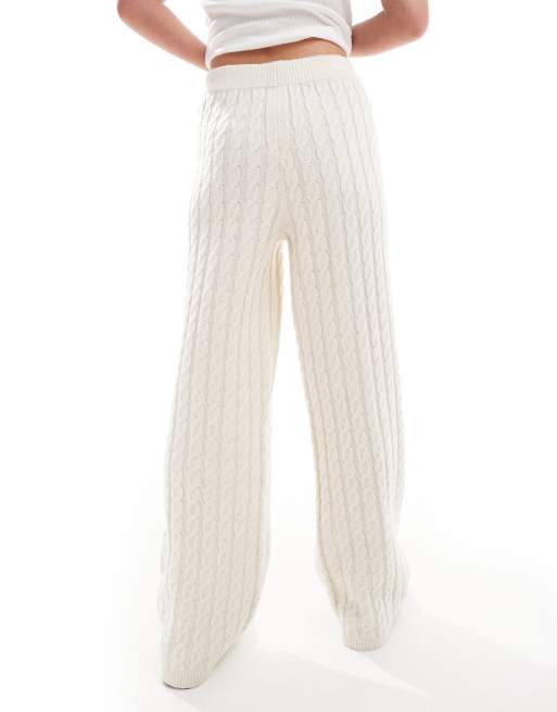 4th & Reckless wool mix cable knit flared pants in cream - part of a set