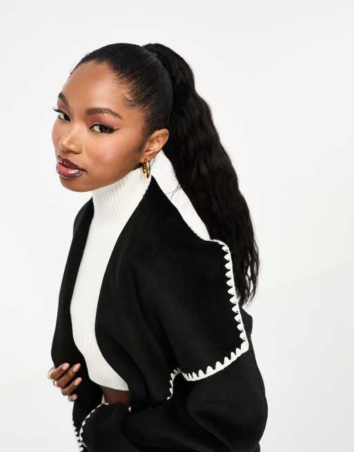 4th & Reckless wool look oversized lapel jacket with contrast