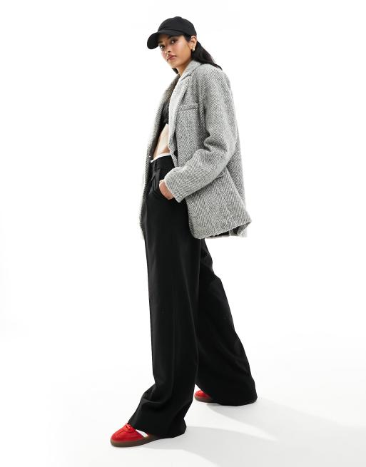 4th & Reckless wool look tailored blazer in grey herringbone