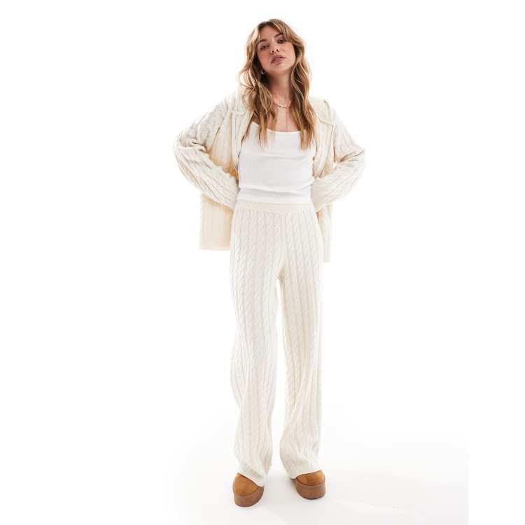 4th & Reckless wool mix cable knit flared trousers co-ord in
