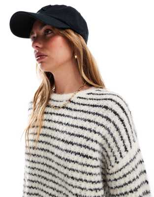 4th & Reckless Wool Mix Textured Wide Sleeve Crew Neck Sweater In White