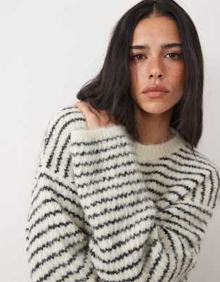 4th & Reckless Wool Mix Textured Wide Sleeve Crew Neck Sweater In Multi