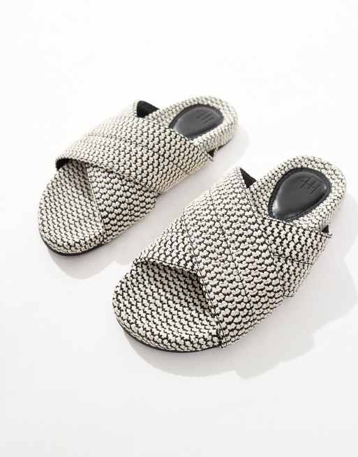 4th & Reckless woven crossover strap flat sandals in mono