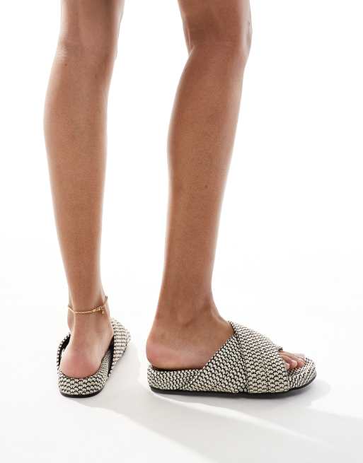 4th & Reckless woven crossover strap flat sandals in mono
