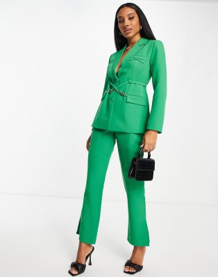 4th & Reckless wrap front tailored blazer co ord in green