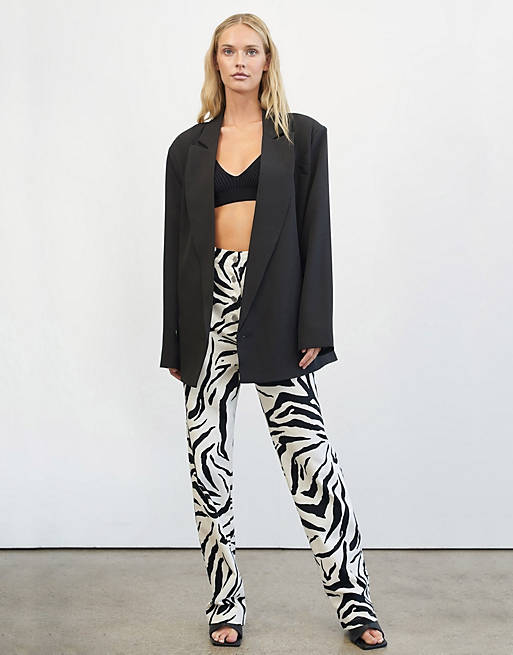 4th & Reckless x Elsa Hosk denim jeans in zebra print