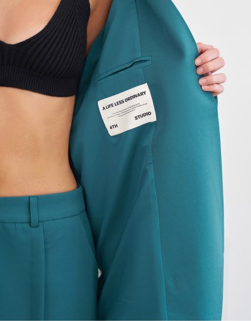 4th & Reckless x Elsa Hosk tailored blazer co ord in teal, 3 of 4