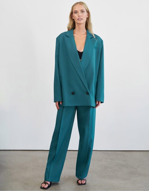 4th & Reckless x Elsa Hosk tailored blazer co ord in teal, 4 of 4