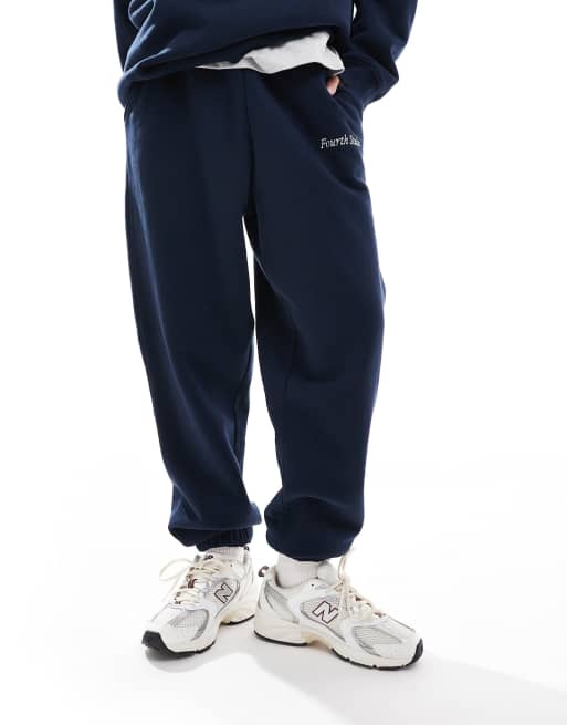 4th & Reckless x Felicia Wedin Apres Ski cuffed sweatpants with embroidered logo in navy - part of a set 