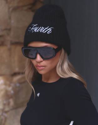 x Felicia Wedin Apres Ski embroidered logo knit beanie in black