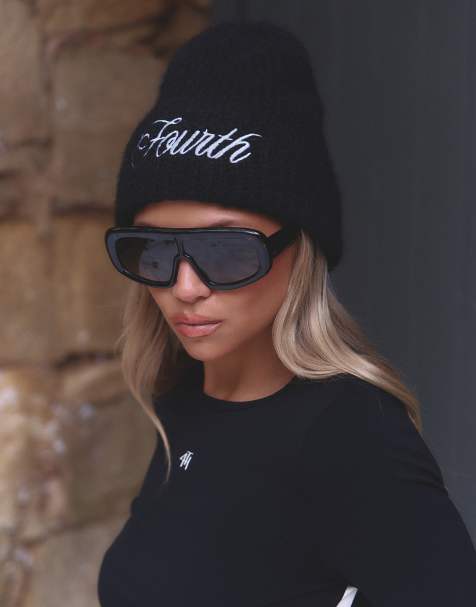 4th & Reckless x Felicia Wedin Apres Ski embroidered logo knit beanie in black - view 1