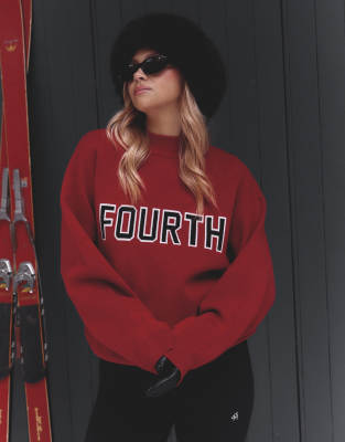 4th & Reckless x Felicia Wedin - Apres Ski - Jacquard-Strickpullover in Rot mit Logo