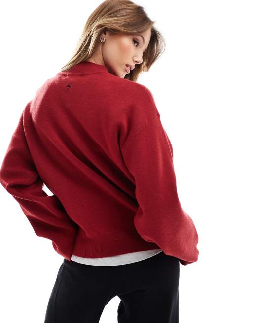 4th & Reckless x Felicia Wedin – Apres Ski – Jacquard-Strickpullover in Rot mit Logo , 4 von 4