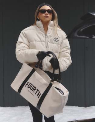 4th & Reckless 4th & Reckless x Felicia Wedin Apres Ski logo canvas duffle bag in cream - CREAM-White