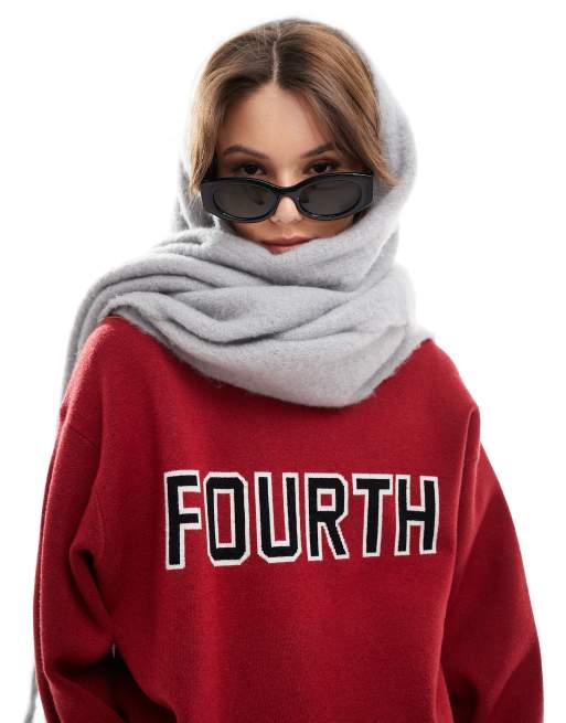 4th & Reckless x Felicia Wedin Apres Ski logo jersey jacquard knit jumper in red , 2 of 4