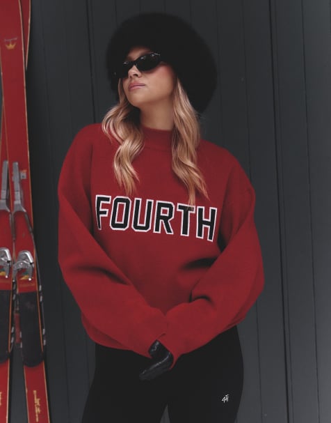 4th & Reckless x Felicia Wedin - Apres Ski - Maglione rosso con logo jacquard in coordinato - view 1