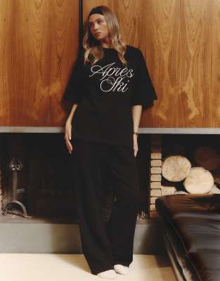 4th & Reckless x Felicia Wedin - Après-Ski - Pantalon d'ensemble ample en maille - Noir