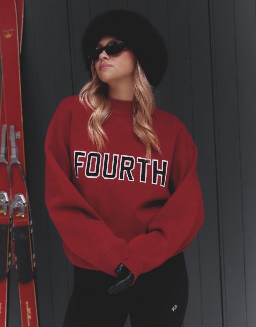 4th & Reckless x Felicia Wedin – Apres Ski – Röd, jacquardstickad tröja i jersey med logga 