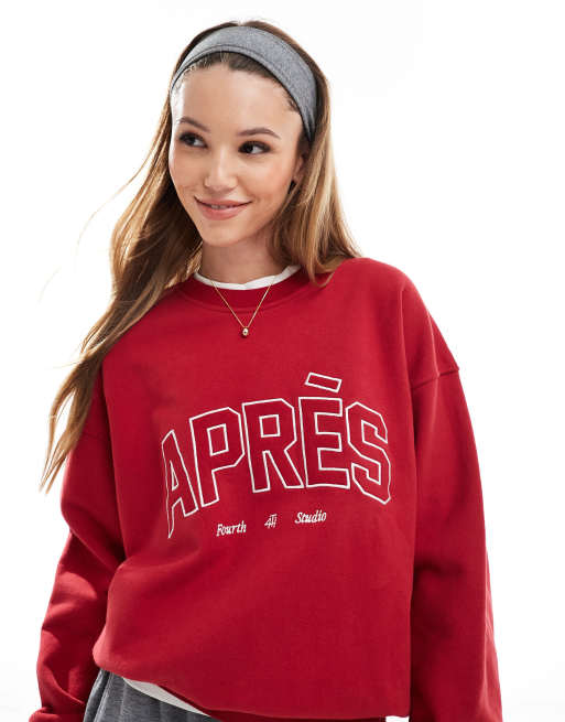 4th & Reckless x Felicia Wedin - Après-Ski - Sweat à broderie logo - Rouge , 3 de 4