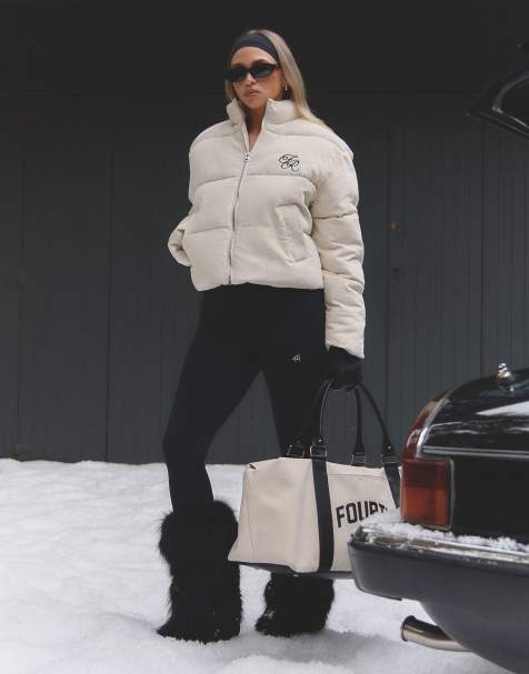 4th & Reckless x Felicia Wedin – Arna – Wattierte Cord-Jacke in Creme - view 1