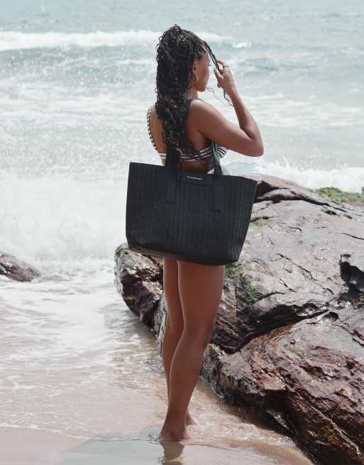 4th & Reckless x Loz Vassallo aruba raffia tote beach bag in black