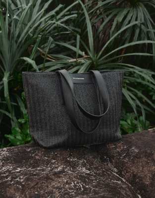 4th & Reckless x Loz Vassallo aruba raffia tote beach bag in black