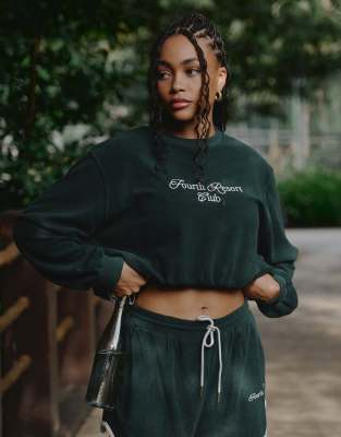 4th & Reckless X Loz Vassallo Bay Terrycloth Crop Sweatshirt In Green