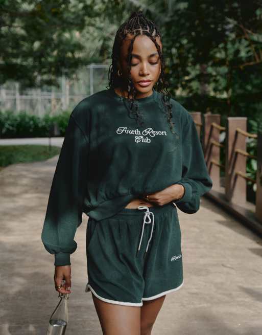 4th & Reckless x Loz Vassallo Bay terrycloth crop sweatshirt in green