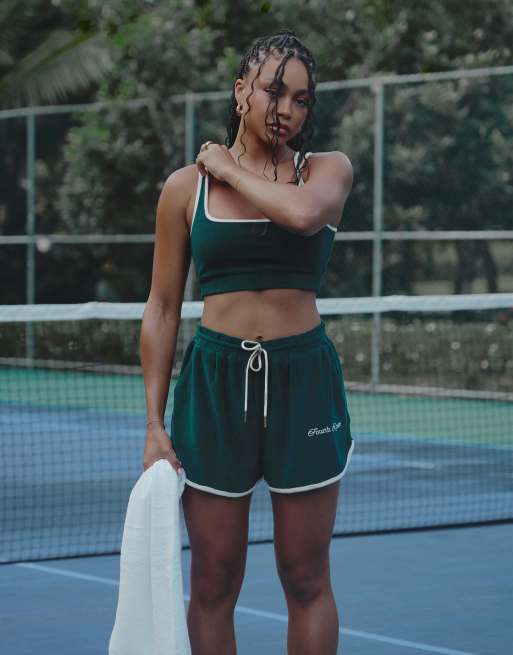 4th & Reckless x Loz Vassallo – Ella – Frottee-Shorts in Grün
