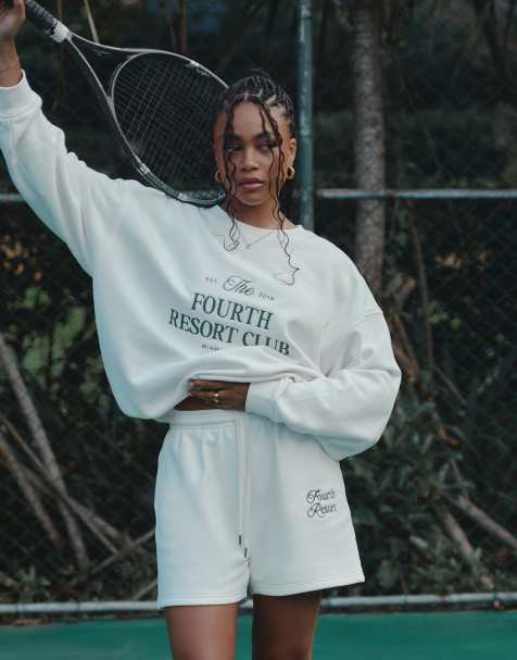4th & Reckless x Loz Vassallo – Mirissa – Sweatshorts in Creme - view 1