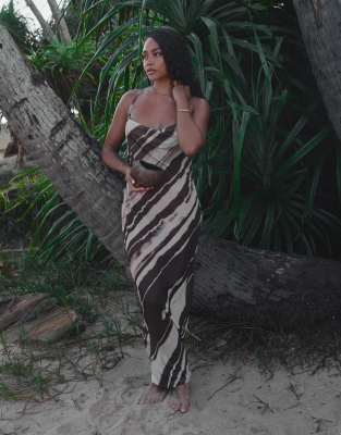 4th & Reckless x Loz Vassallo ocean maxi beach dress in abstract print 