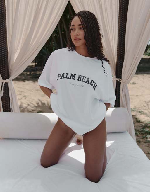  4th & Reckless x Loz Vassallo Palm oversized t-shirt in white