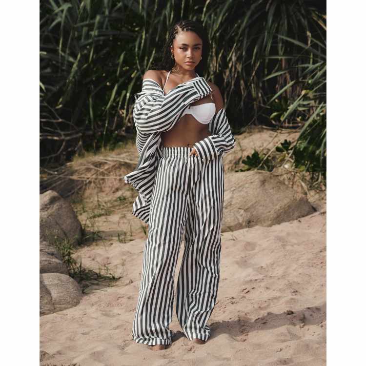 【THE MOZZ】Lodon Banding Pants Flare cover-up trousers in zig zag lamé viscose Silver | Missoni