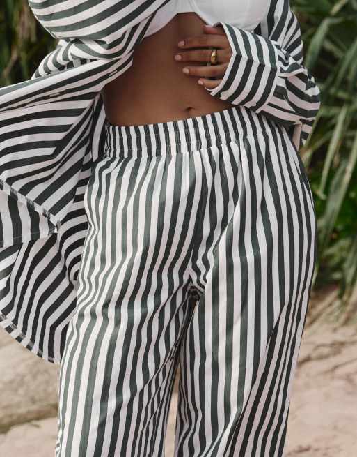 Striped linen beach pants hot sale